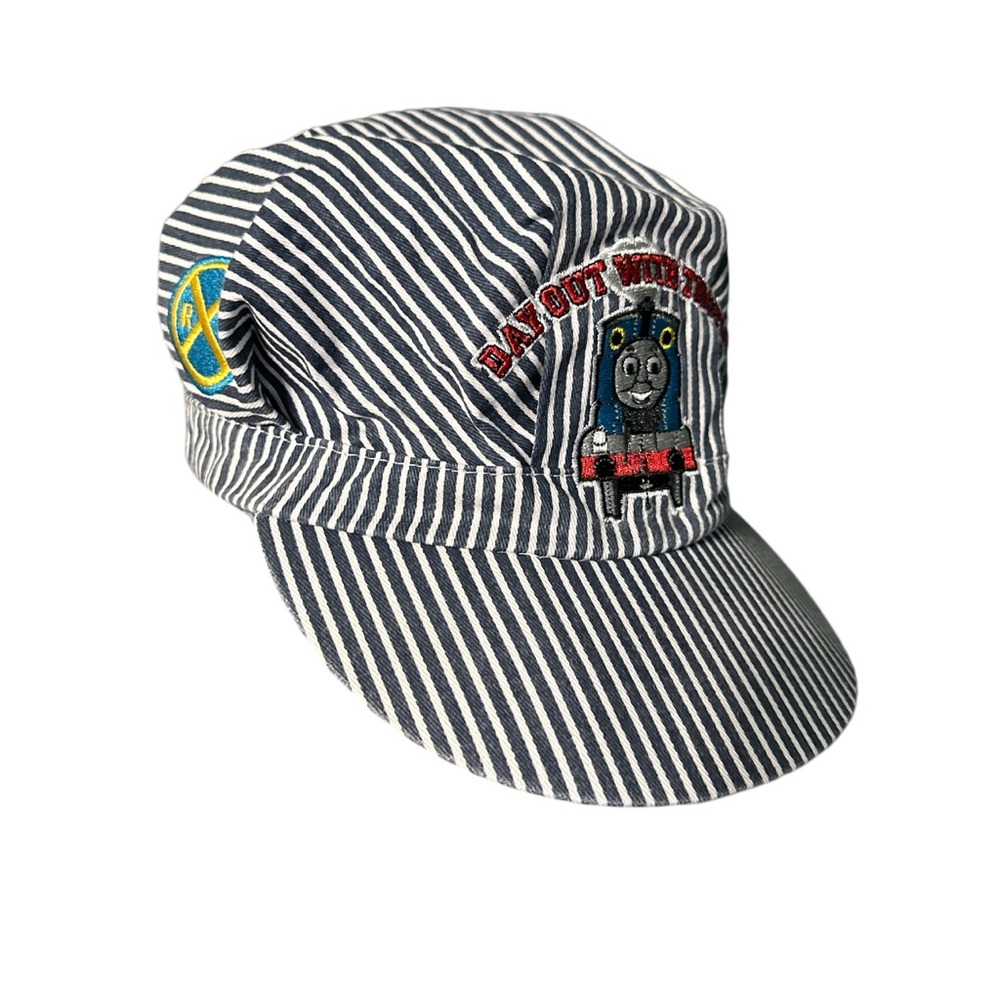 EUC Thomas the Train striped cap - navy and white